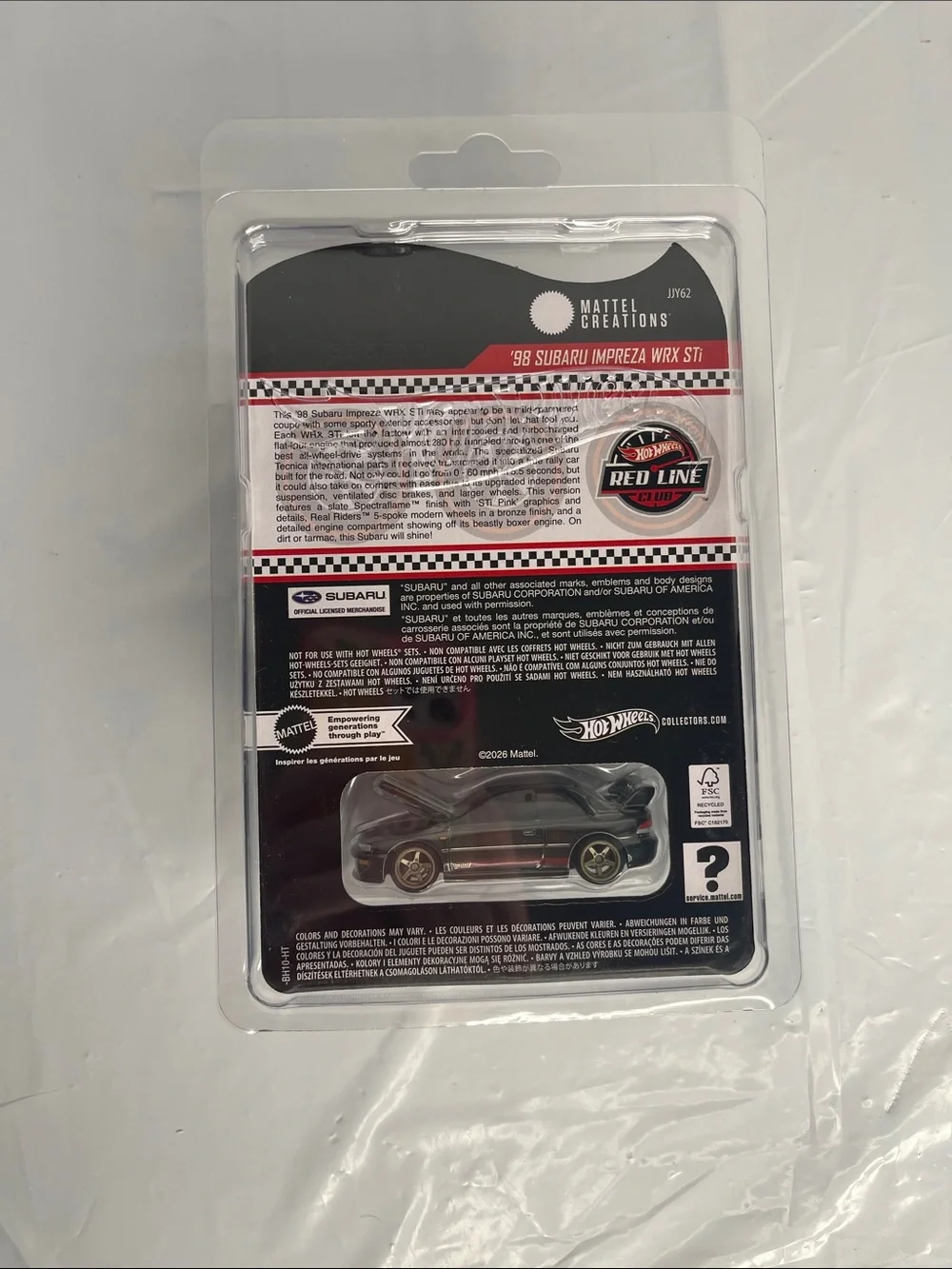 Hot Wheels RLC ’98 Subaru Impreza WRX STi JJY62 2026 Protector Shipper